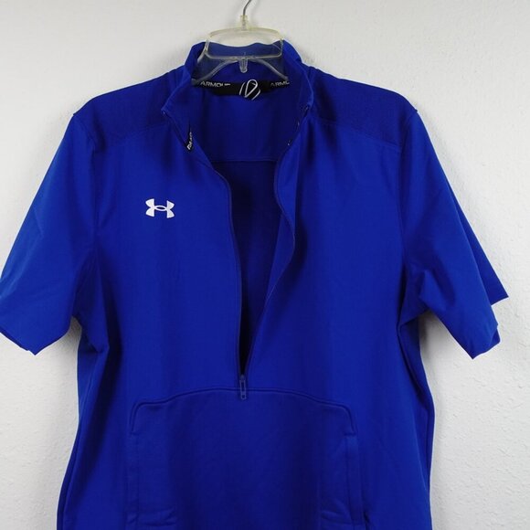 Under Armour UA Motivate 2.0 Cage Jacket Men’s Size M Blue 1/2 Zip Water Repel - Picture 3 of 8